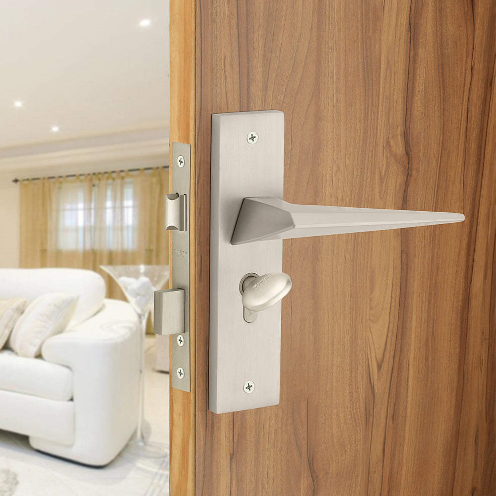 IPSA Carrot Iris Handle Series on 8" Plate CYS Lockset with 60mm Coin and Knob - MSS Finish